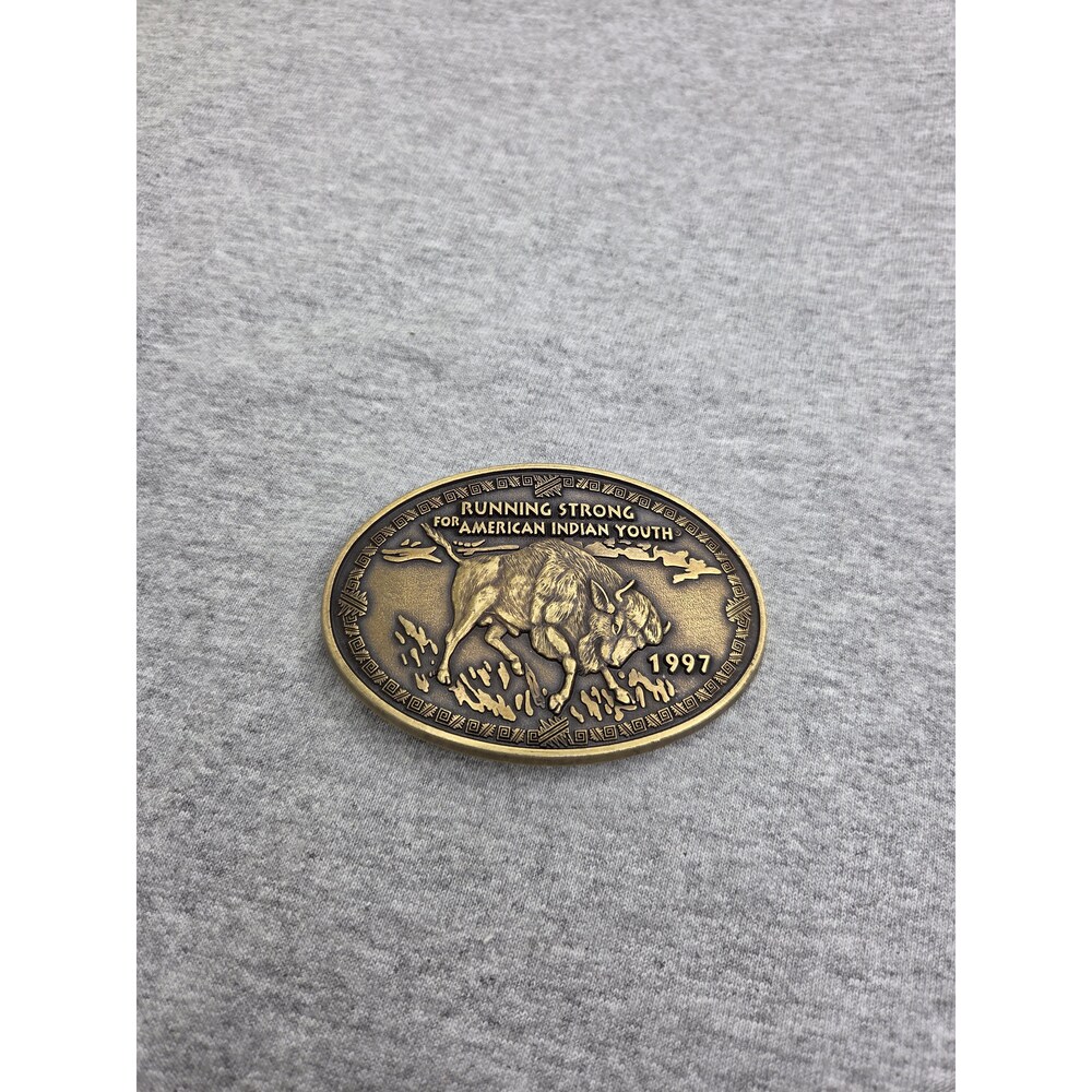 1997 Running Strong for American Indian Youth Brass Belt Buckle